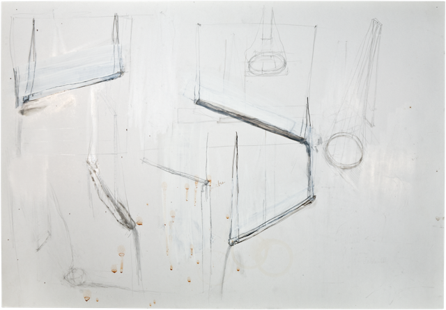 Gouttières et boîtes 18, 2008 50 x 71,8 cm, encre et acrylique sur carton