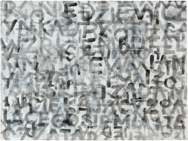 Écritures 1, 2011, 97 x 130 cm, acrylique et encre sur toile