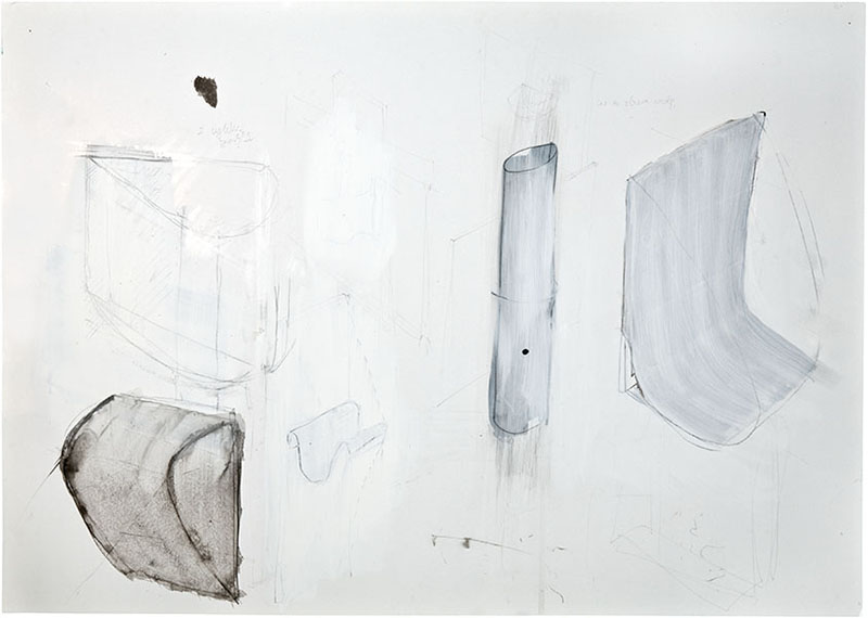 Karina Waschko, Gouttières et boîtes 21, 2010, 51,1 x 71,7 cm, encre et acrylique sur carton