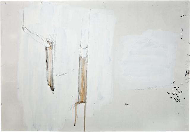 Gouttières et boîtes 15, 2007, 50,2 x 72 cm, encre et acrylique sur carton