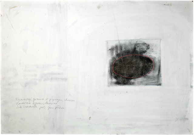 Traits et trous 13, 49,8 x 72 cm, encre et acrylique sur carton