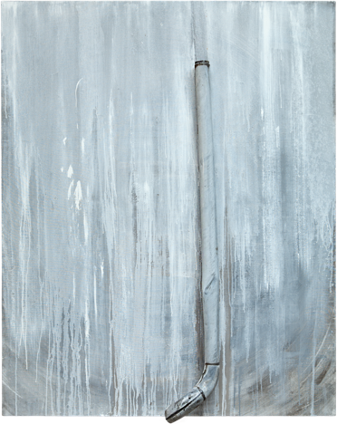 Gouttières et boîtes 1, 2006, 162 x 130 cm, acrylique et gouttière sur toile 