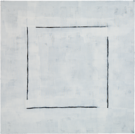 Traits et trous 3, 2010, 110 x 110 cm, acrylique et fusain sur toile