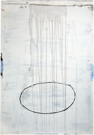 Traits et trous 19, 50 x 72 cm, encre et acrylique sur carton