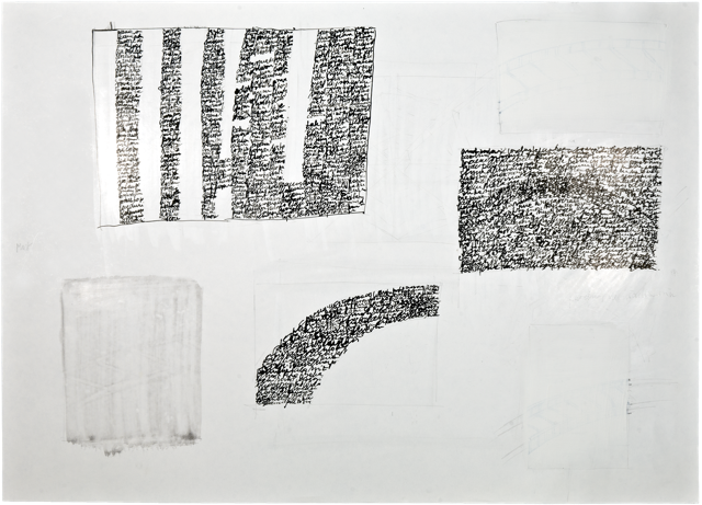 Écritures 4, 2011, 50 x 70 cm, encre et acrylique sur carton