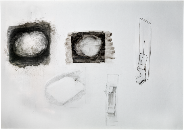 Traits et trous 15, 50,7 x 72 cm, encre et acrylique sur carton