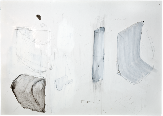 Gouttières et boîtes 21, 2010, 51,1 x 71,7 cm, encre et acrylique sur carton
